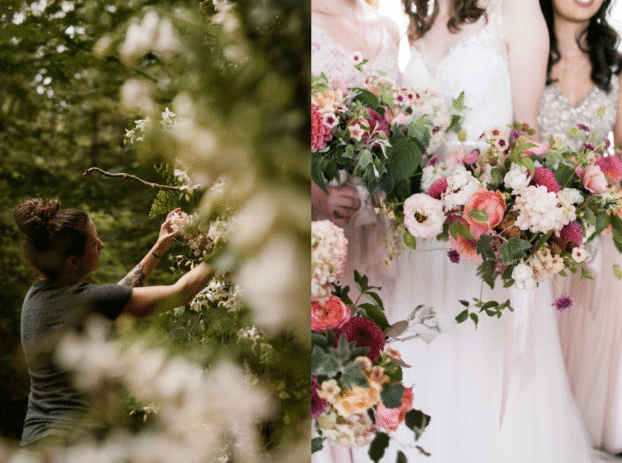 Eleanor Blackford (αριστερά) και Florals γάμου (δεξιά)